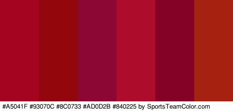 #A5041F #93070C #8C0733 #AD0D2B #840225 #A52110 Colors