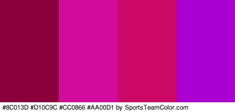 #8C013D #D10C9C #CC0866 #AA00D1 Colors