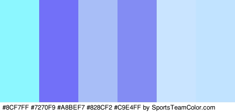 #8CF7FF #7270F9 #A8BEF7 #828CF2 #C9E4FF #C1E3FF Colors