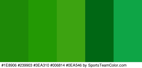 #1E8906 #239903 #3EA310 #006814 #0EA546 Colors