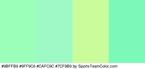 #9BFFB9 #9FF9C6 #CAFC9C #7CF9B9 Colors