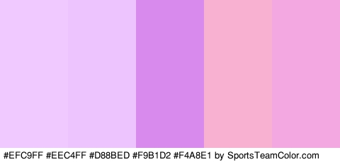 #EFC9FF #EEC4FF #D88BED #F9B1D2 #F4A8E1 Colors