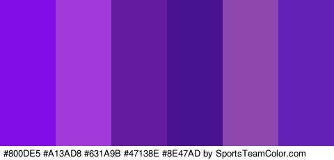 #800DE5 #A13AD8 #631A9B #47138E #8E47AD #6421B7 Colors