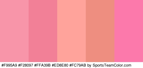 #F995A9 #F28097 #FFA39B #ED8E80 #FC79AB Colors