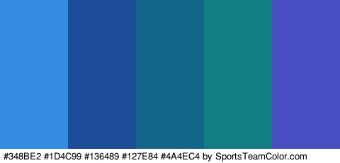 #348BE2 #1D4C99 #136489 #127E84 #4A4EC4 Colors