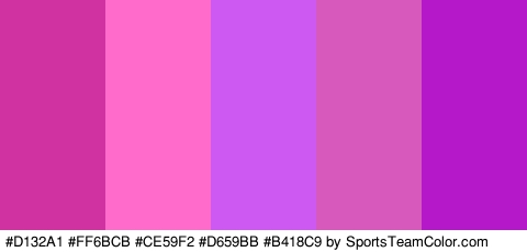 #D132A1 #FF6BCB #CE59F2 #D659BB #B418C9 Colors