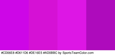 #CD06E8 #D611D6 #DE16E5 #AD0BBC Colors