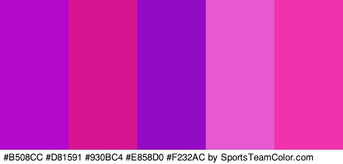 #B508CC #D81591 #930BC4 #E858D0 #F232AC Colors