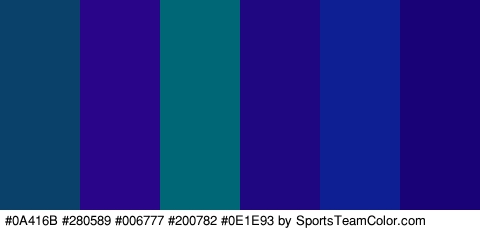 #0A416B #280589 #006777 #200782 #0E1E93 #190277 Colors