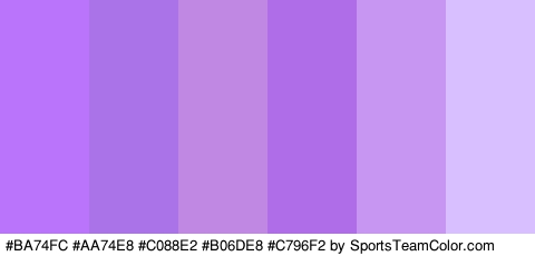 #BA74FC #AA74E8 #C088E2 #B06DE8 #C796F2 #D8BFFF Colors