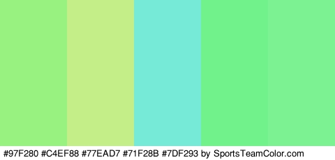 #97F280 #C4EF88 #77EAD7 #71F28B #7DF293 Colors