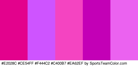 #E2028C #CE54FF #F444C2 #C400B7 #EA62EF Colors