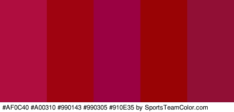 #AF0C40 #A00310 #990143 #990305 #910E35 Colors