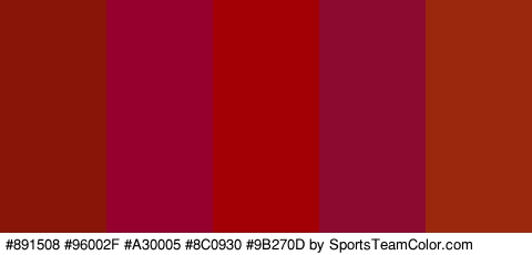 #891508 #96002F #A30005 #8C0930 #9B270D Colors