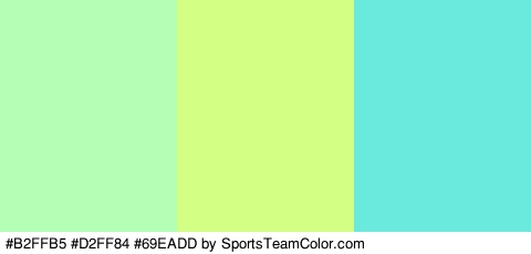 #B2FFB5 #D2FF84 #69EADD Colors