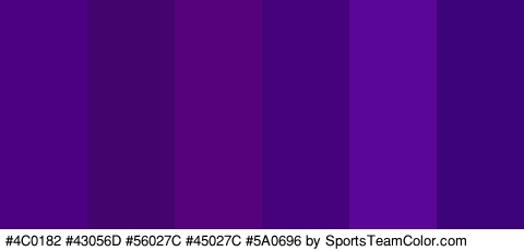 #4C0182 #43056D #56027C #45027C #5A0696 #3D047A Colors