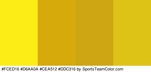 #FCED16 #D6AA0A #CEA512 #DDC316 Colors