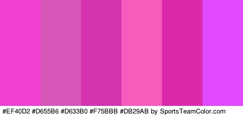 #EF40D2 #D655B6 #D633B0 #F75BBB #DB29AB #E049FF Colors