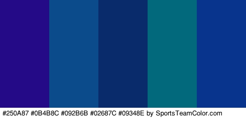 #250A87 #0B4B8C #092B6B #02687C #09348E Colors