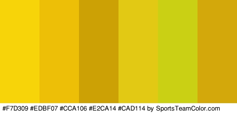 #F7D309 #EDBF07 #CCA106 #E2CA14 #CAD114 #D3A80A Colors