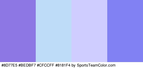 #8D77E5 #BEDBF7 #CFCCFF #8181F4 Colors