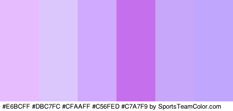 #E6BCFF #DBC7FC #CFAAFF #C56FED #C7A7F9 #C0A6FC Colors