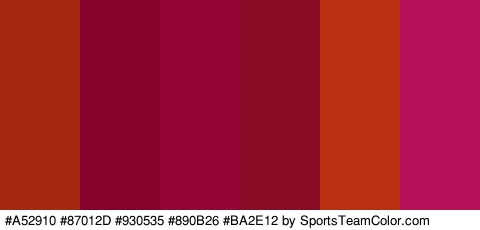 #A52910 #87012D #930535 #890B26 #BA2E12 #B71259 Colors