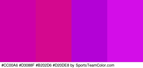 #CC00A6 #D3088F #B202D6 #D20DE8 Colors