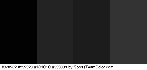 #020202 #232323 #1C1C1C #333333 Colors