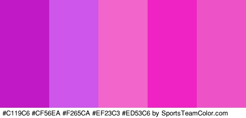 #C119C6 #CF56EA #F265CA #EF23C3 #ED53C6 Colors