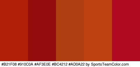 #B21F08 #910C0A #AF3E0E #BC4212 #AD0A22 Colors