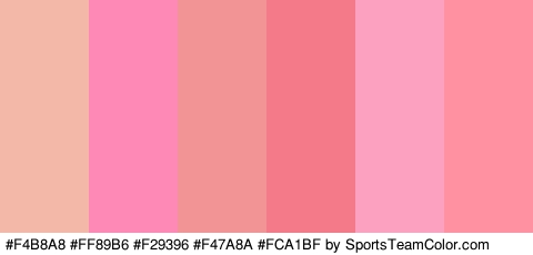 #F4B8A8 #FF89B6 #F29396 #F47A8A #FCA1BF #FF91A1 Colors