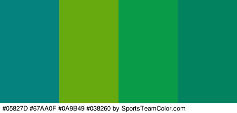 #05827D #67AA0F #0A9B49 #038260 Colors