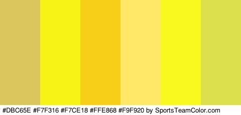 #DBC65E #F7F316 #F7CE18 #FFE868 #F9F920 #DBE04C Colors