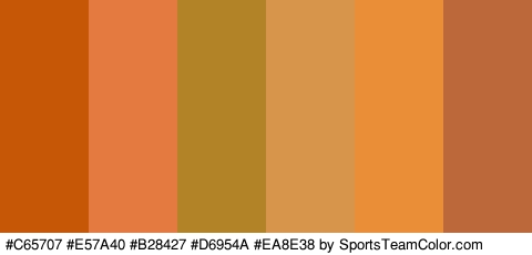 #C65707 #E57A40 #B28427 #D6954A #EA8E38 #BC683A Colors