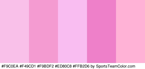 #F9C0EA #F49CD1 #F9BDF2 #ED80C8 #FFB2D6 Colors