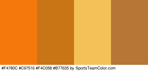 #F4780C #C97516 #F4C058 #B77635 Colors