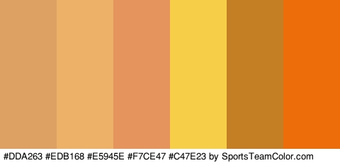 #DDA263 #EDB168 #E5945E #F7CE47 #C47E23 #ED6D0B Colors