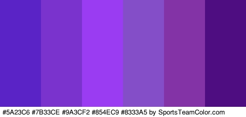 #5A23C6 #7B33CE #9A3CF2 #854EC9 #8333A5 #4F0D82 Colors