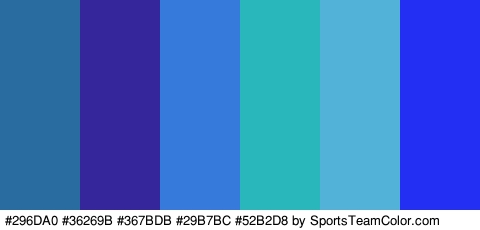 #296DA0 #36269B #367BDB #29B7BC #52B2D8 #242FF4 Colors