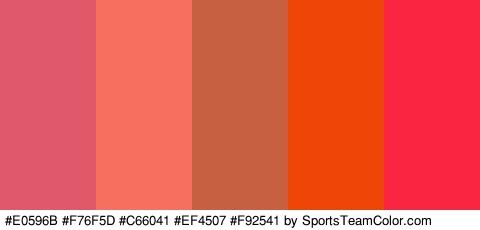 #E0596B #F76F5D #C66041 #EF4507 #F92541 Colors