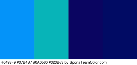 #0493F9 #07B4B7 #0A0560 #020B63 Colors