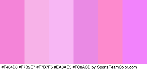 #F484D8 #F7B2E7 #F7B7F5 #EA8AE5 #FC8ACD #F283FC Colors