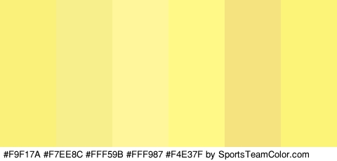 #F9F17A #F7EE8C #FFF59B #FFF987 #F4E37F #FCF379 Colors