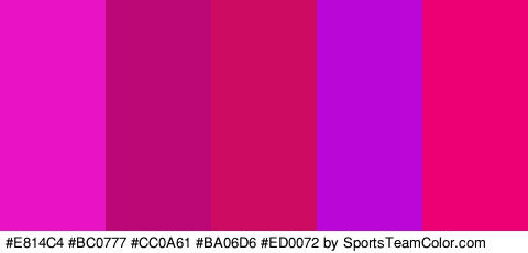 #E814C4 #BC0777 #CC0A61 #BA06D6 #ED0072 Colors