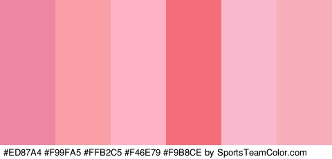 #ED87A4 #F99FA5 #FFB2C5 #F46E79 #F9B8CE #F7ADBA Colors