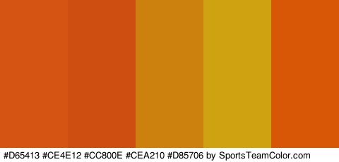 #D65413 #CE4E12 #CC800E #CEA210 #D85706 Colors