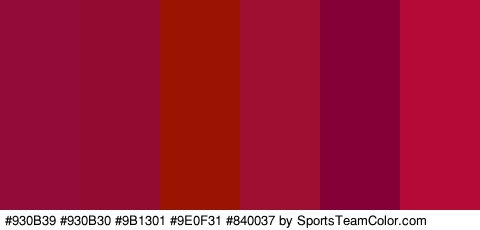 #930B39 #930B30 #9B1301 #9E0F31 #840037 #B50A38 Colors