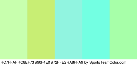 #C7FFAF #C8EF73 #90F4E0 #72FFE2 #A8FFA9 Colors