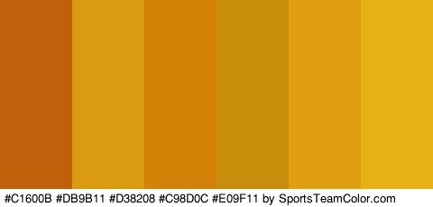 #C1600B #DB9B11 #D38208 #C98D0C #E09F11 #E5B116 Colors